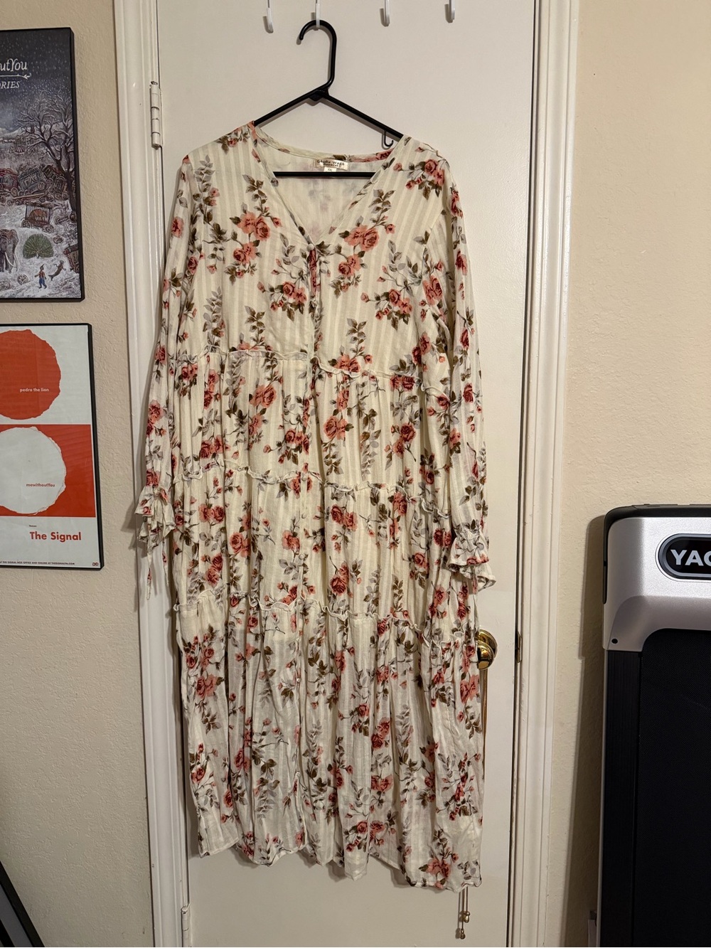 Studio West Cream Maxi Dress with Pink Floral Print